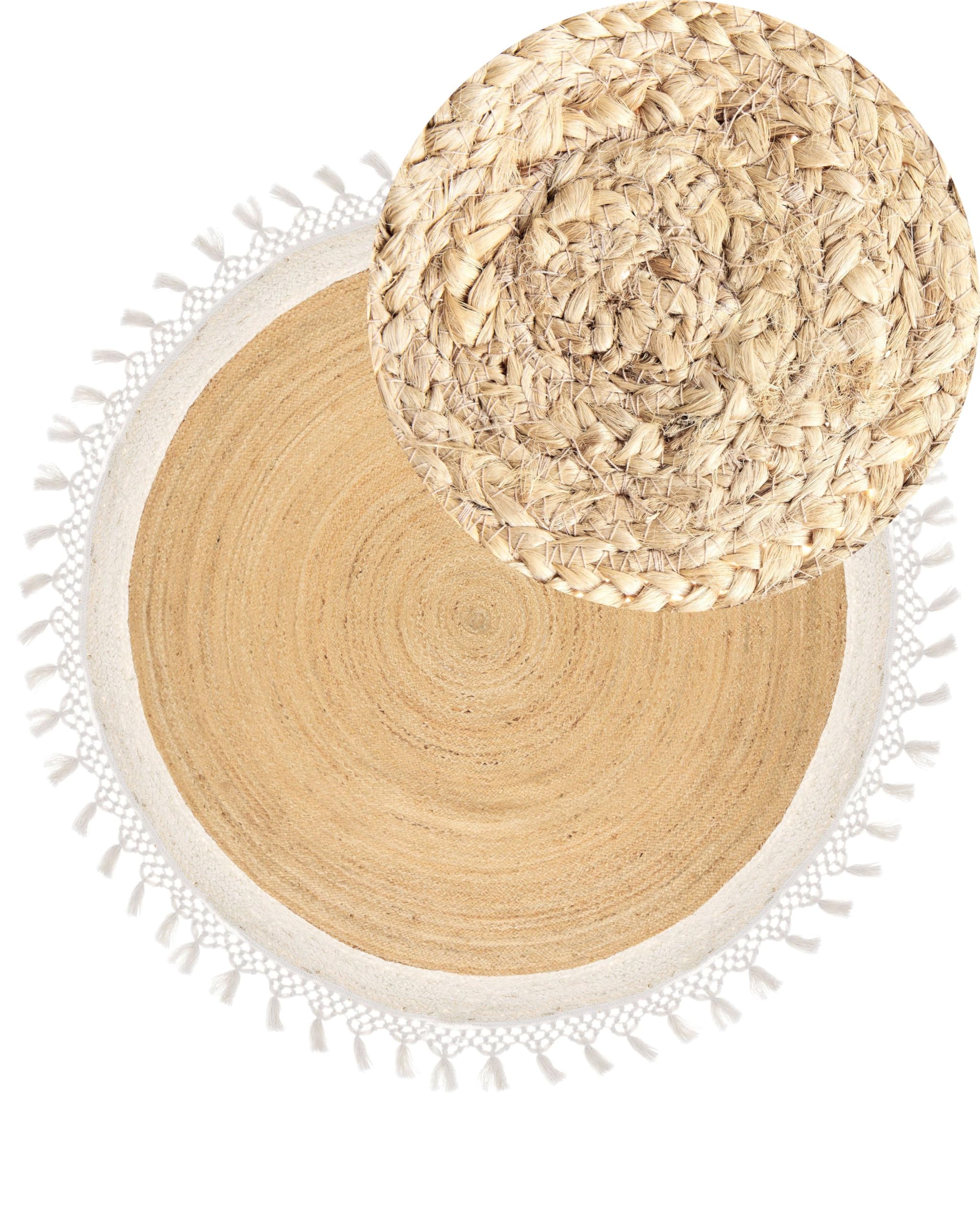 Tapis en jute ø 200 cm idéal pour réchauffer un sol froid avec élégance bohème Beliani