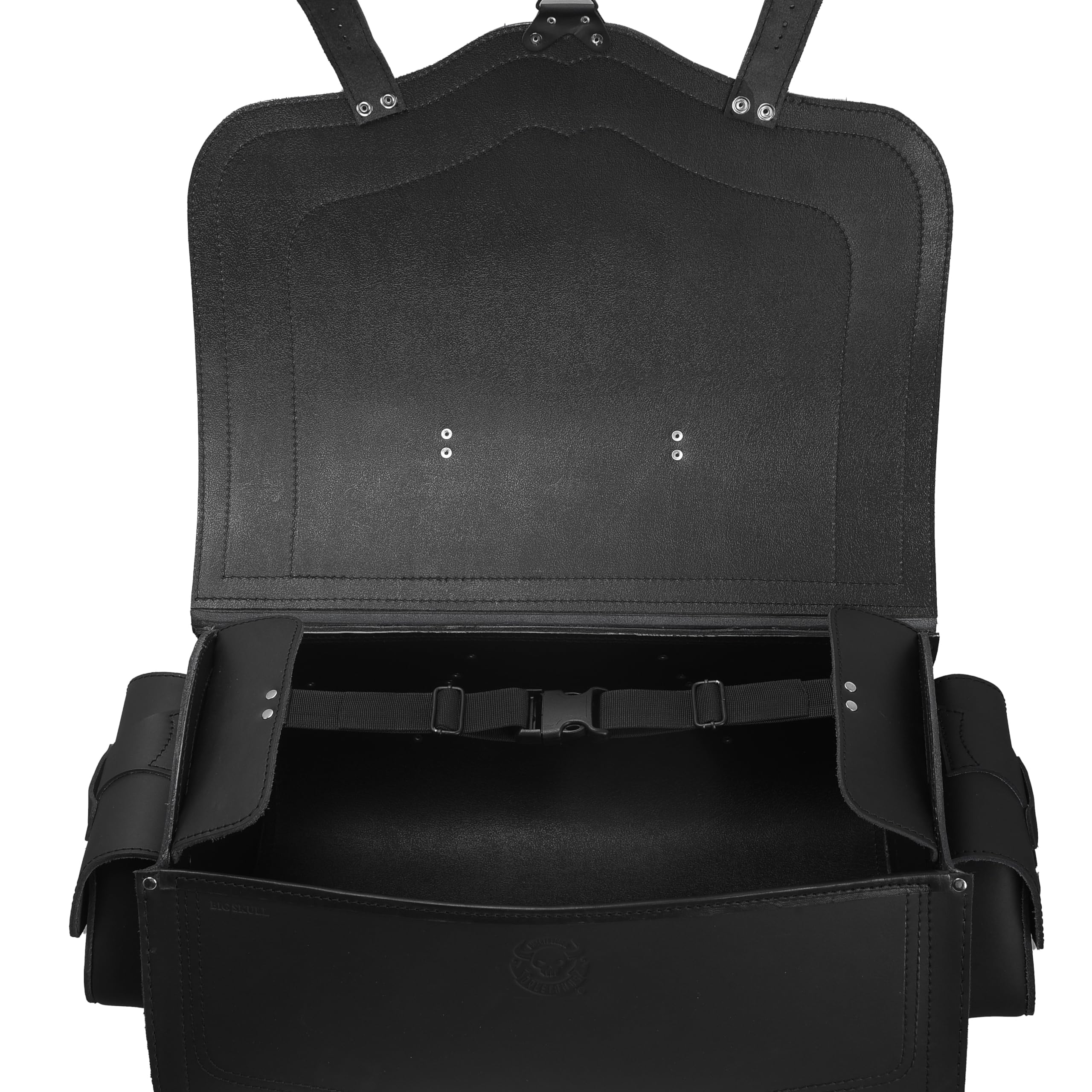 Big Skull per Sissybar, compatibile con Harley Davidson, valigetta per bagagli, portapacchi, chopper XL, grande, nero, valigetta in pelle HD, universale