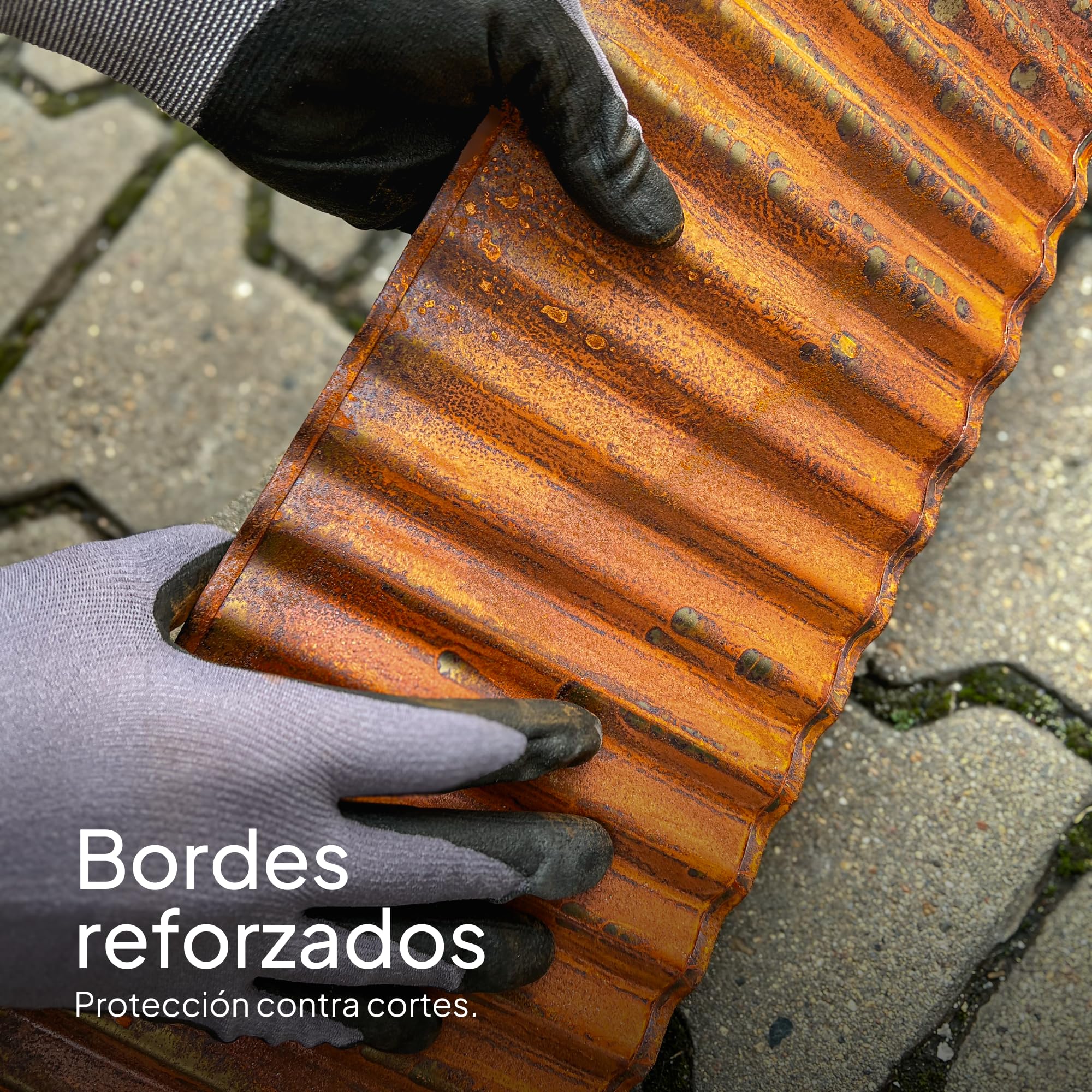 UNIGARDIA Bordura Acero Corten de 6 m - Borduras Jardín Metálicas de 15 cm de Altura – Fácil de Instalar - Separador Jardín Exterior Ondulado con Pátina Natural de Óxido - Incluye 1 Par de Guantes