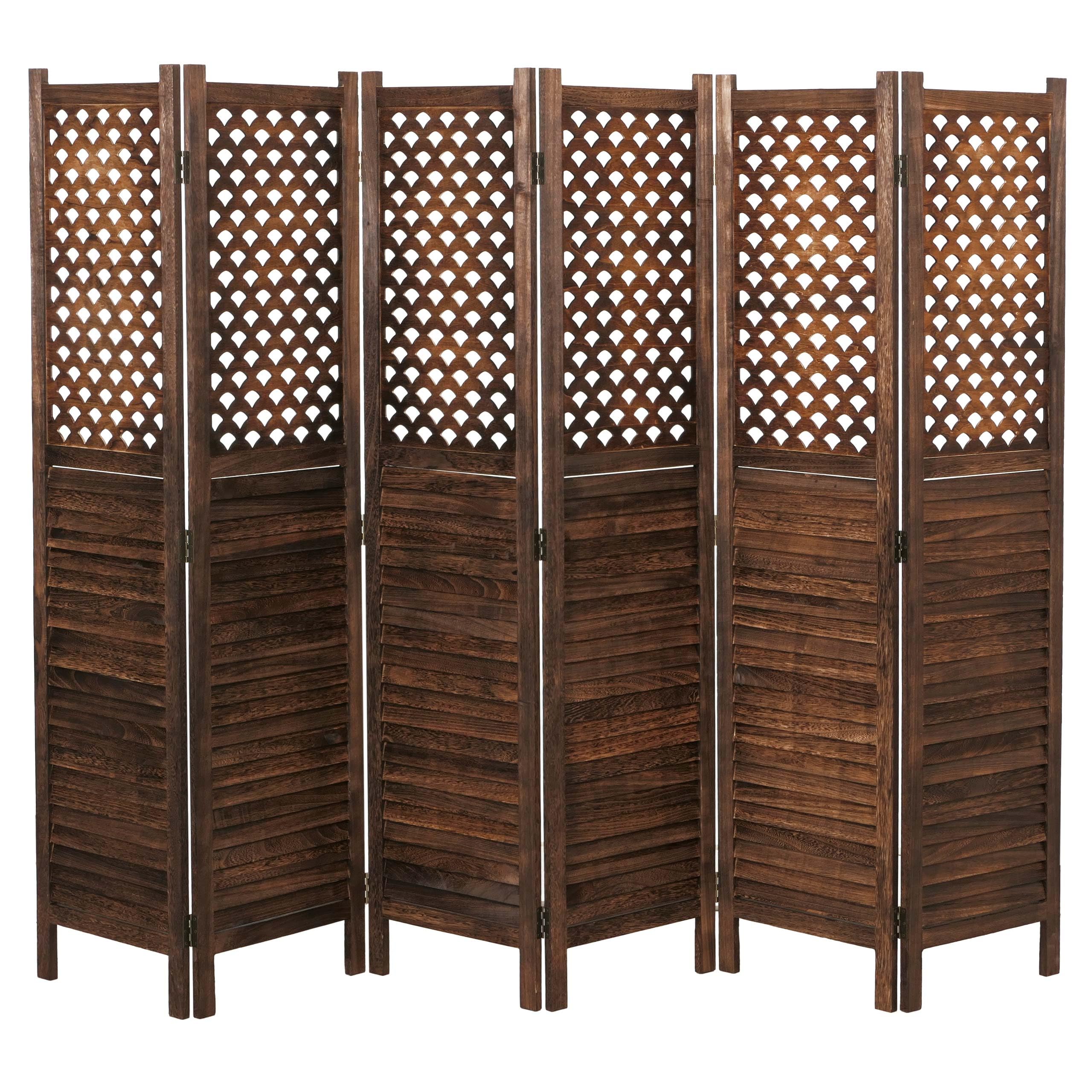 Mendler Paravent HWC-A84, Ornamente 170x245cm - braun