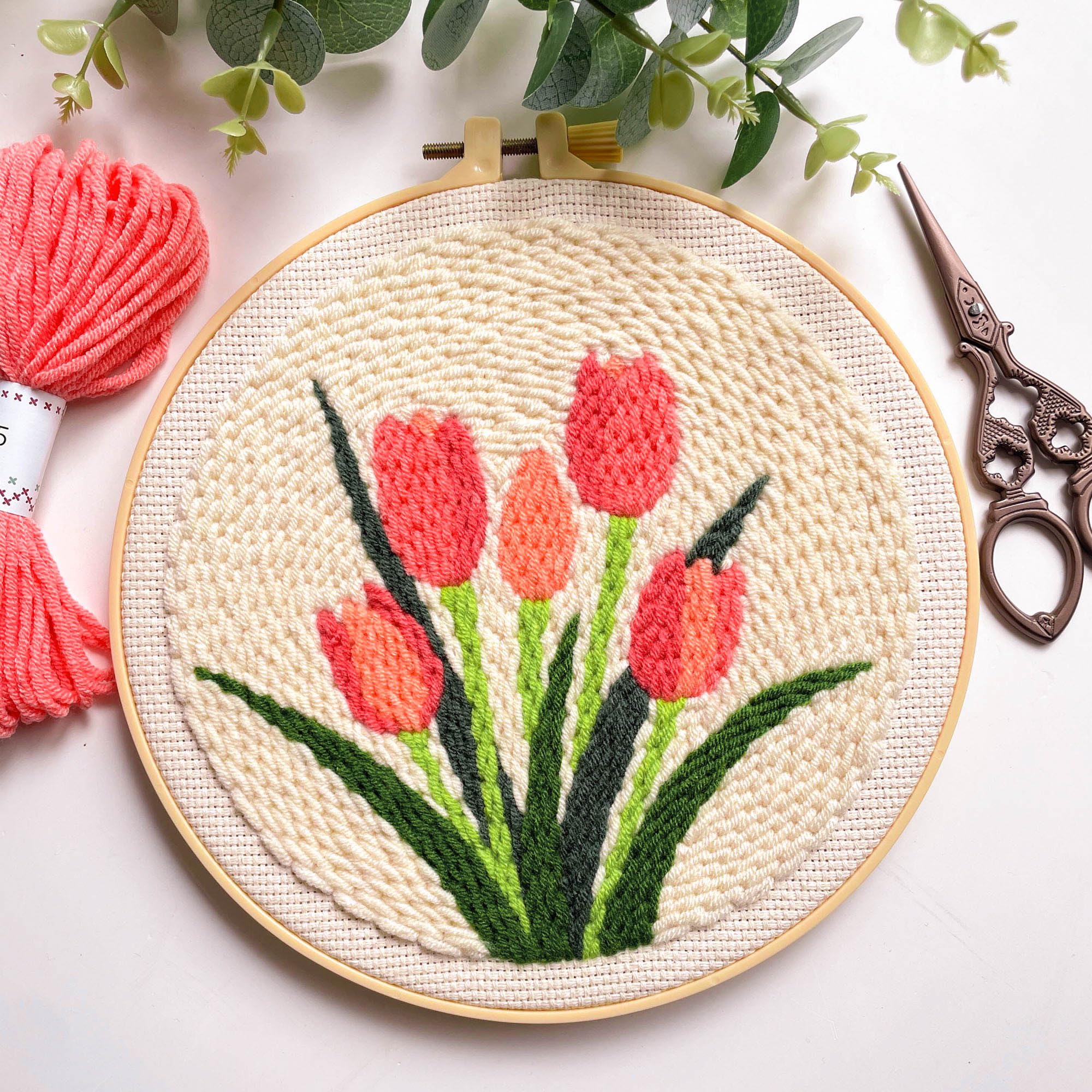 Beginner Punch Needle Kit - Tulip Floral Art -7 Beginner Punch Needle Kit - Tulip Floral Art -7