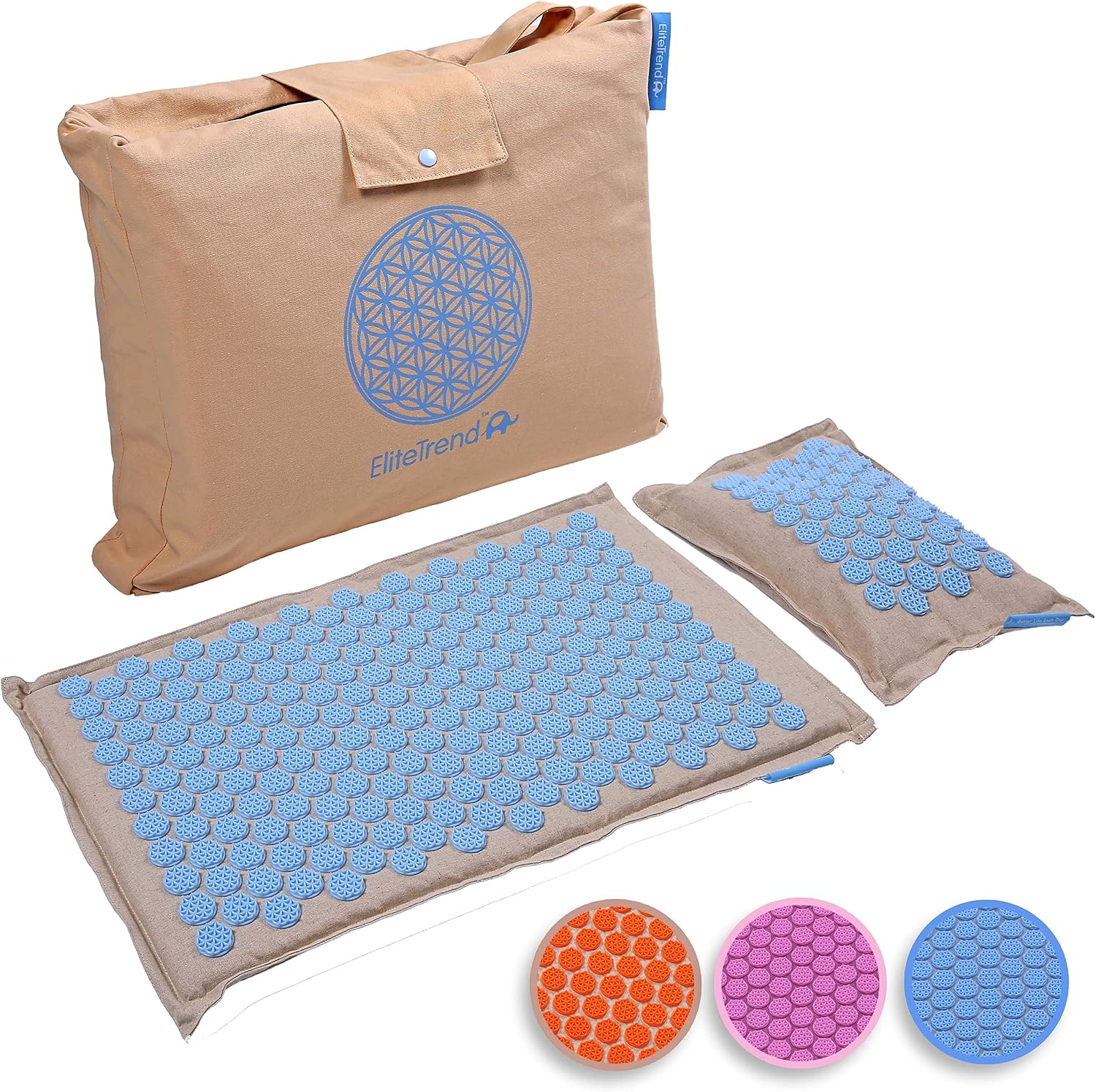 Acupressure Mat for Massage - Natural Coconut Fiber Mat Organic Linen Cotton Acupuncture Mat and Bag - Back Pain Relief, Neck Pain Relief, Stress Reliever…