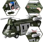 JOYIN Military Vehicles Toy Set of Friction Powered Transport Helicopter with Light and Sound Siren, and Soldier Army Men Action Figures for Kids