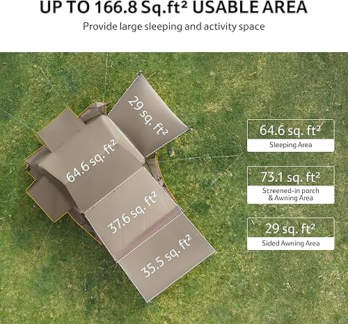 Miniatura 4 de Naturehike Village - Tienda de campaña instantánea para 4 personas y 8 personas con lluvia completa, tienda de campaña grande impermeable para