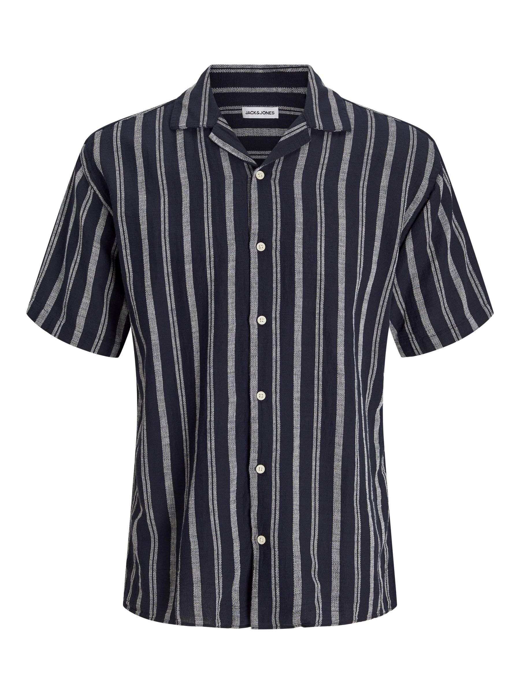 JACK & JONES Jjeenzo Stripe Resort Shirt SS SN, Sky Captain, L