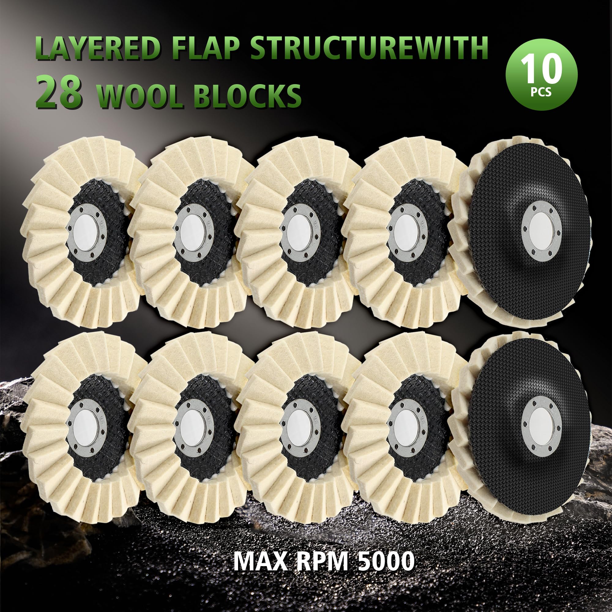 Wool Felt Polishing Kit - Metal & Wood Buffing Wheels -4