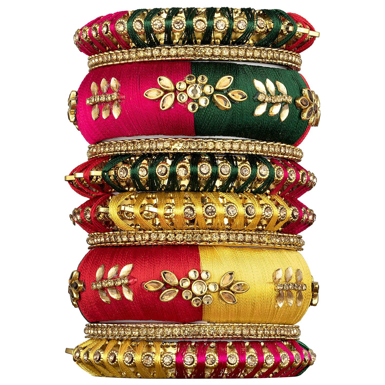 Peora Alloy with Kundan Floral Chura Bangle Set Navratri Gift for Women (Multicolour) (B096XW2XXC) Amazon Price History, Amazon Price Tracker