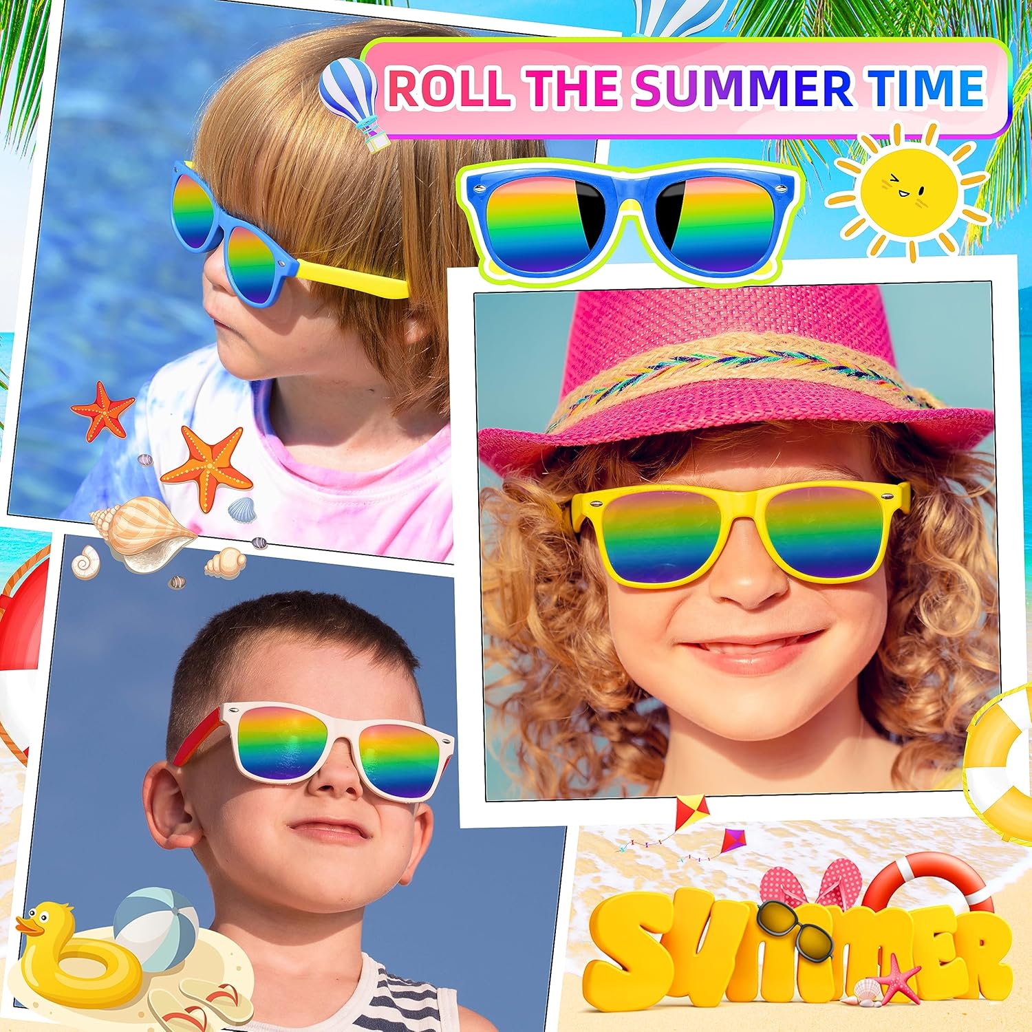 24 Packs Kids Sunglasses Bulk, Neon Sunglasses with UV400 Protection for Kids Boys Girls Age 3-8, Party Favors for Summer Beach Pool Party Birthday - Image 6