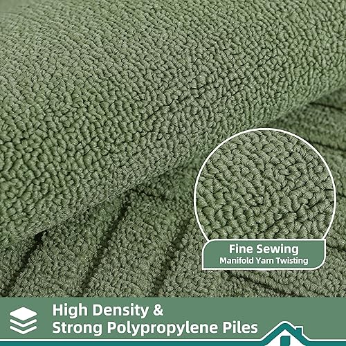 Miniatura 4 de BEQHAUSE -Alfombras de cocina antideslizantes para piso, lavables a máquina, 2 piezas de alfombra de cocina con respaldo de TPR, verde, 24 x 35