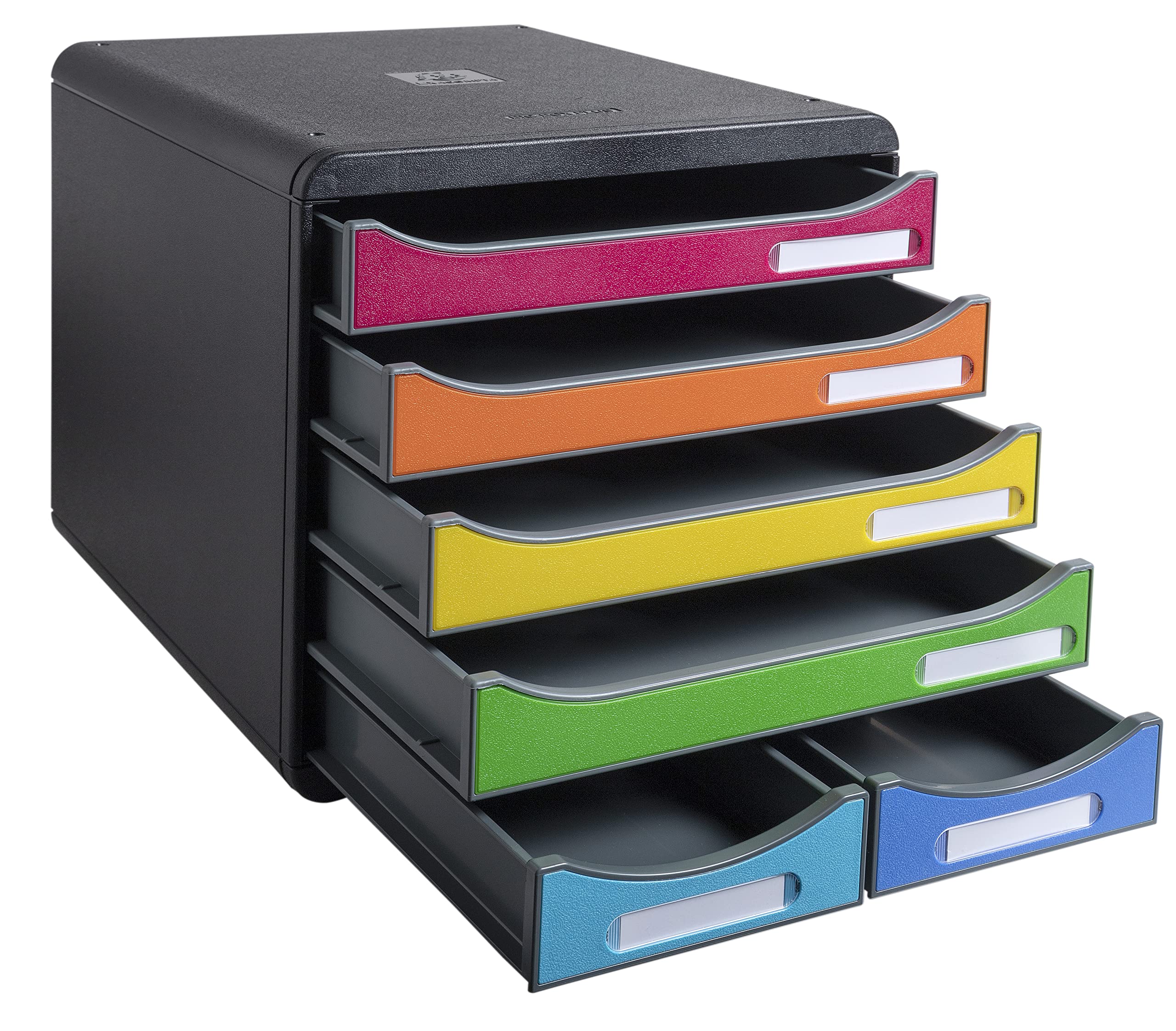 Exacompta - Rif. 312798D - BIG-BOX MAXI - 1 Cassetto 4 cassetti per documento A4+ e 2 cassetti piccoli per utensili - Dimensioni esterne: P 34,7 x 27,8 x H 27,1 cm - Arlecchino