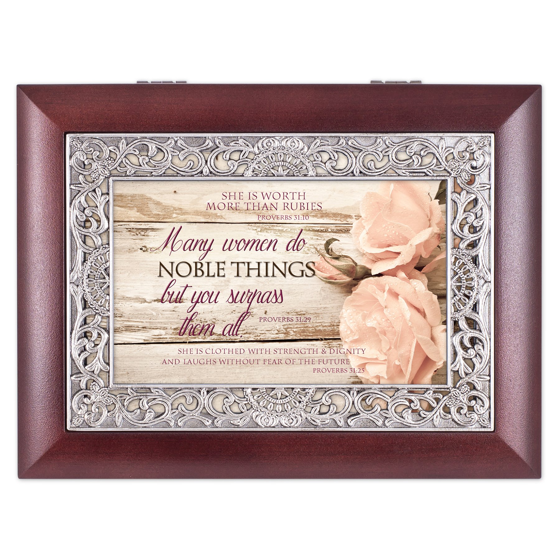 Cottage Garden Women Do Noble Things You Surpass Rosewood Jewelry Music Box Plays Wonderful World