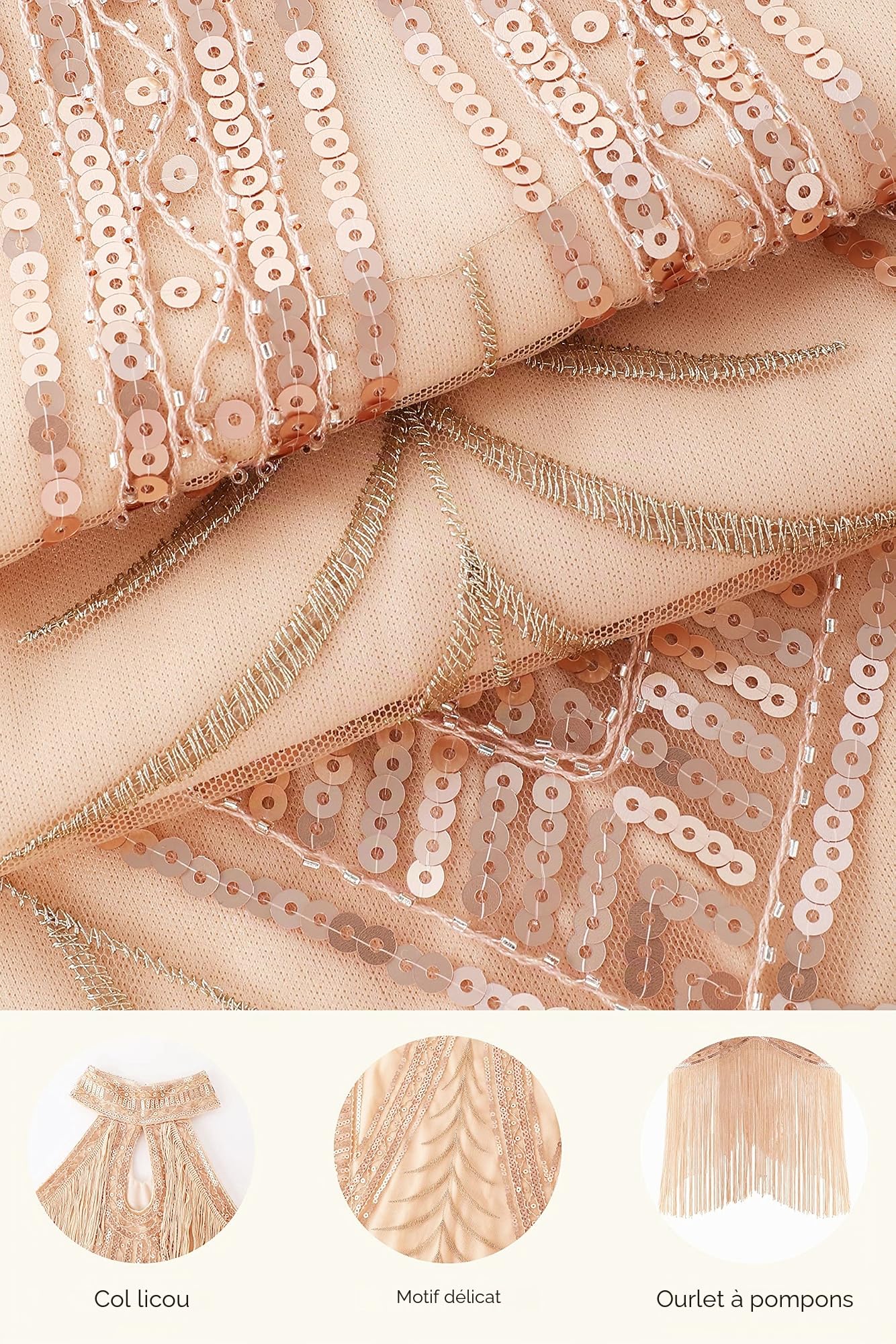 Babeyond Robe Style Vintage années 1920 à Longues Franges Style Gatsby
