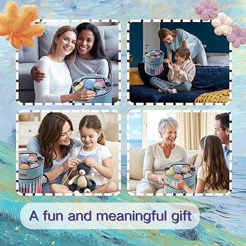 Miniatura 48 de Yarniss Kits de ganchillo para principiantes, kits de ganchillo todo en uno con hilo de ganchillo de 840 yardas, ganchos de ganchillo ergonómicos