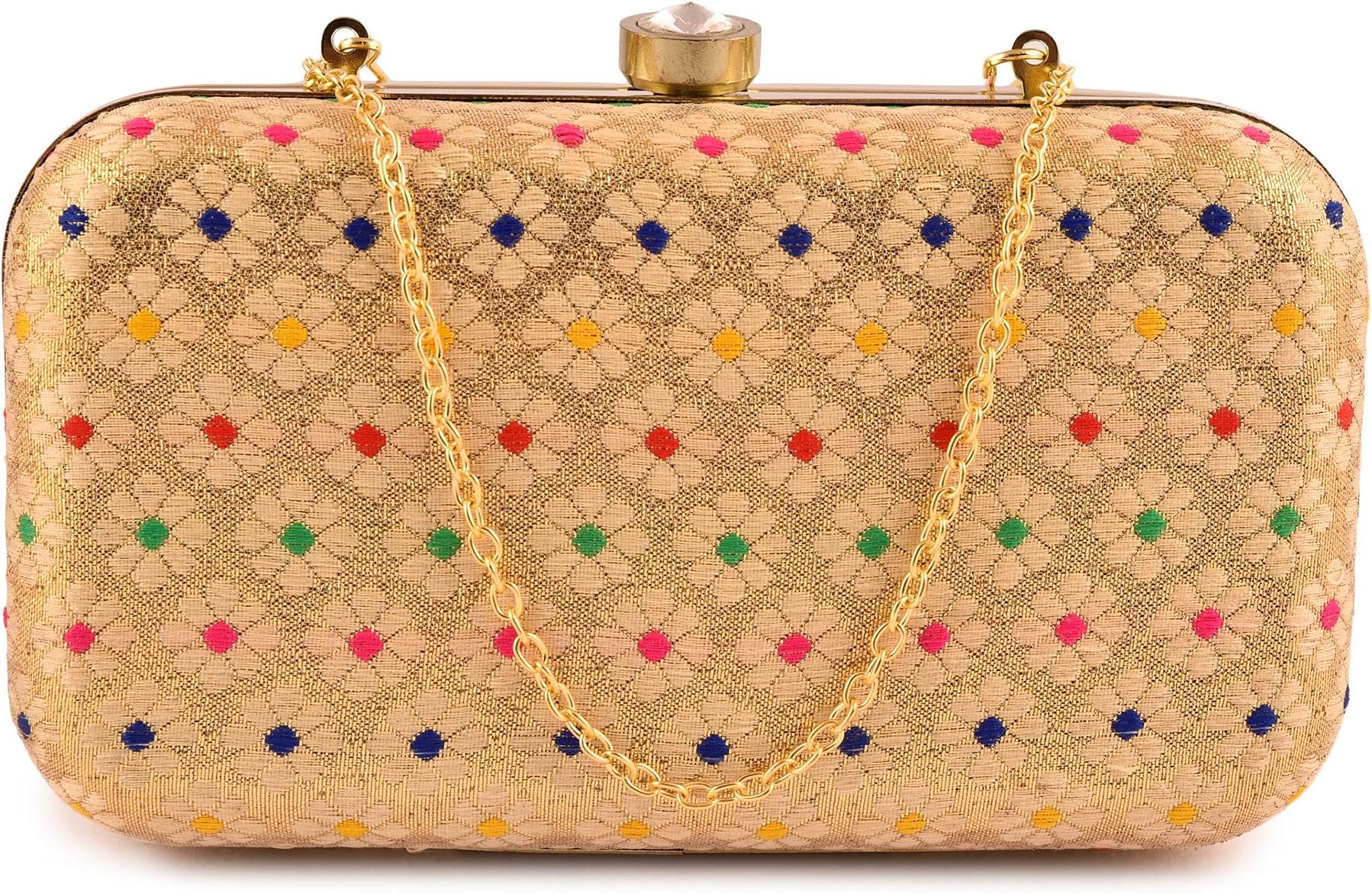 Women's Oval Frame Clutch | Detachable Sling Chain | Ladies Party Wedding Purse Bag