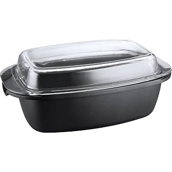 KOPF Pic Roasting Tin with Glass Lid/Baking Dish Cast Aluminium 40 x 22 cm 5.2 Litre