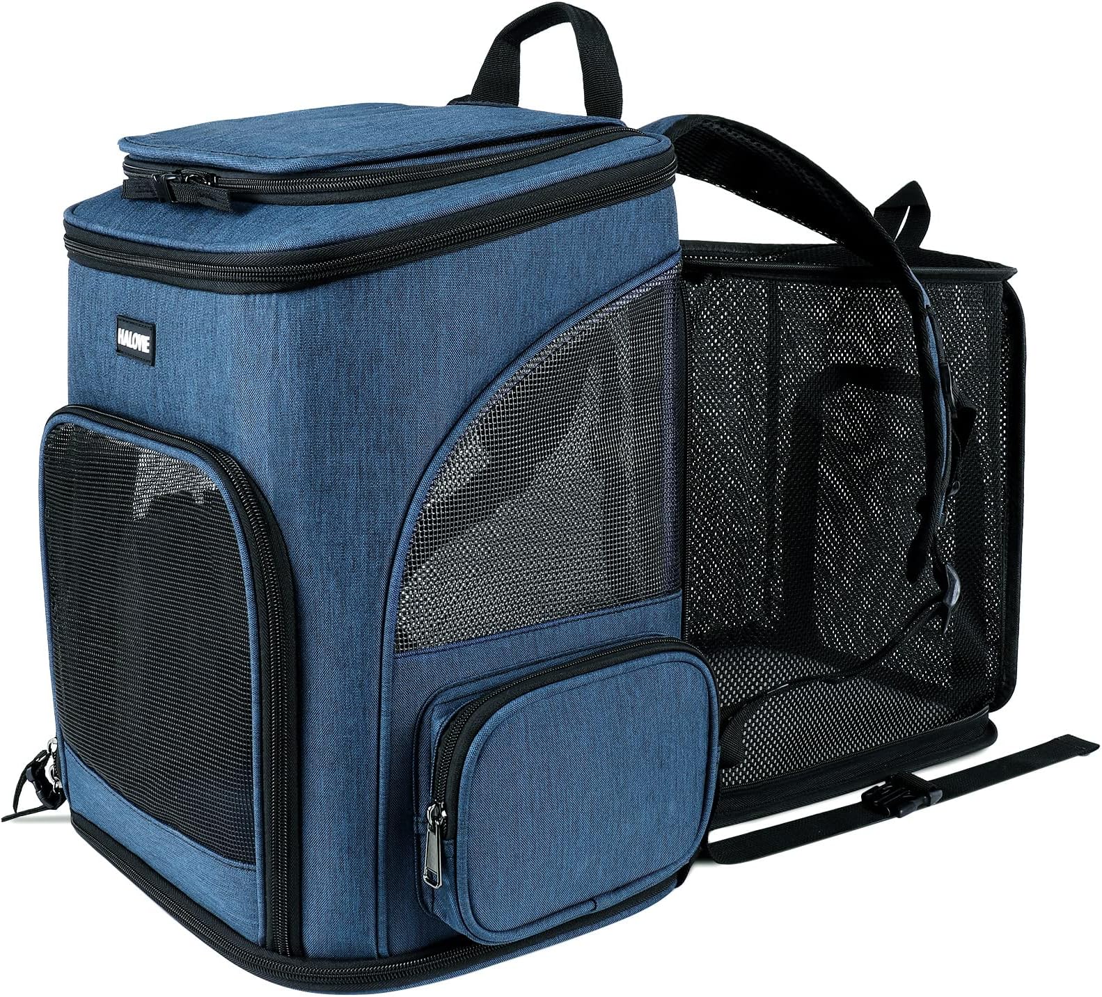 HALOVIEPet Carrier Backpack Expandable for Small Dogs Medium Cats Under 18 LB, Mesh Breathable Foldable Puppy Travel Bags