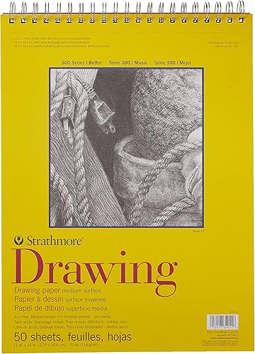 Strathmore Bloc de papel de dibujo de la serie 300 encuadernado con alambre superior 11 x 14 pulgadas 50 hojas 70 libras402oz papel de artista para