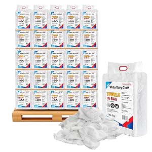 Premium White Terry Cloth Rags 600 lbs Pallet 120x5 Bag Super Absorbent Cotton Towel Cleaning Rags for Garage