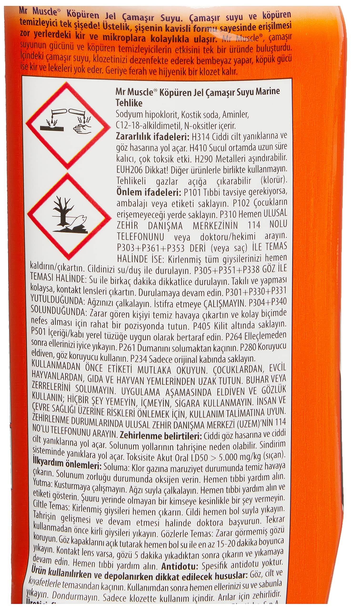Mr Muscle Marine Kokulu Çamaşır suyu Katkılı Tuvalet Temizleyici 750 mL
