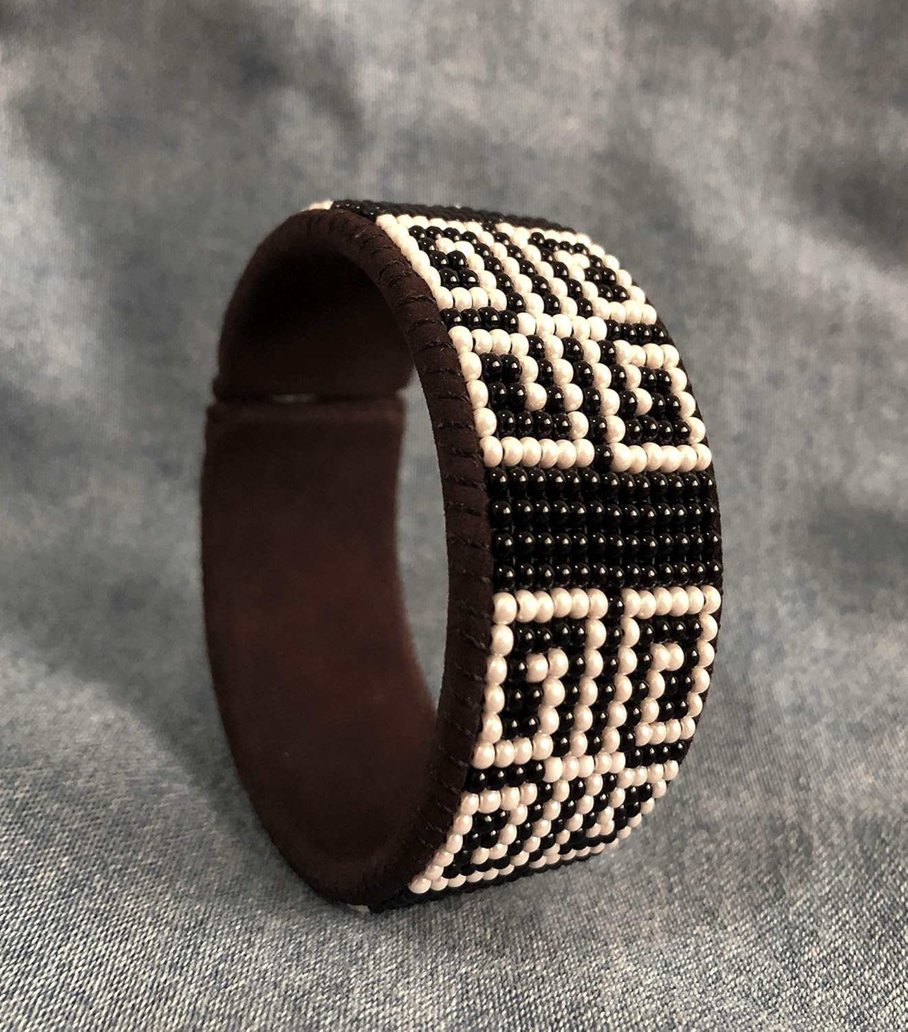 New Beaded Cuff, Black and White Bracelet, Handmade, Sparkly Beads, Western Jewelry, Casual Wear, Fits All