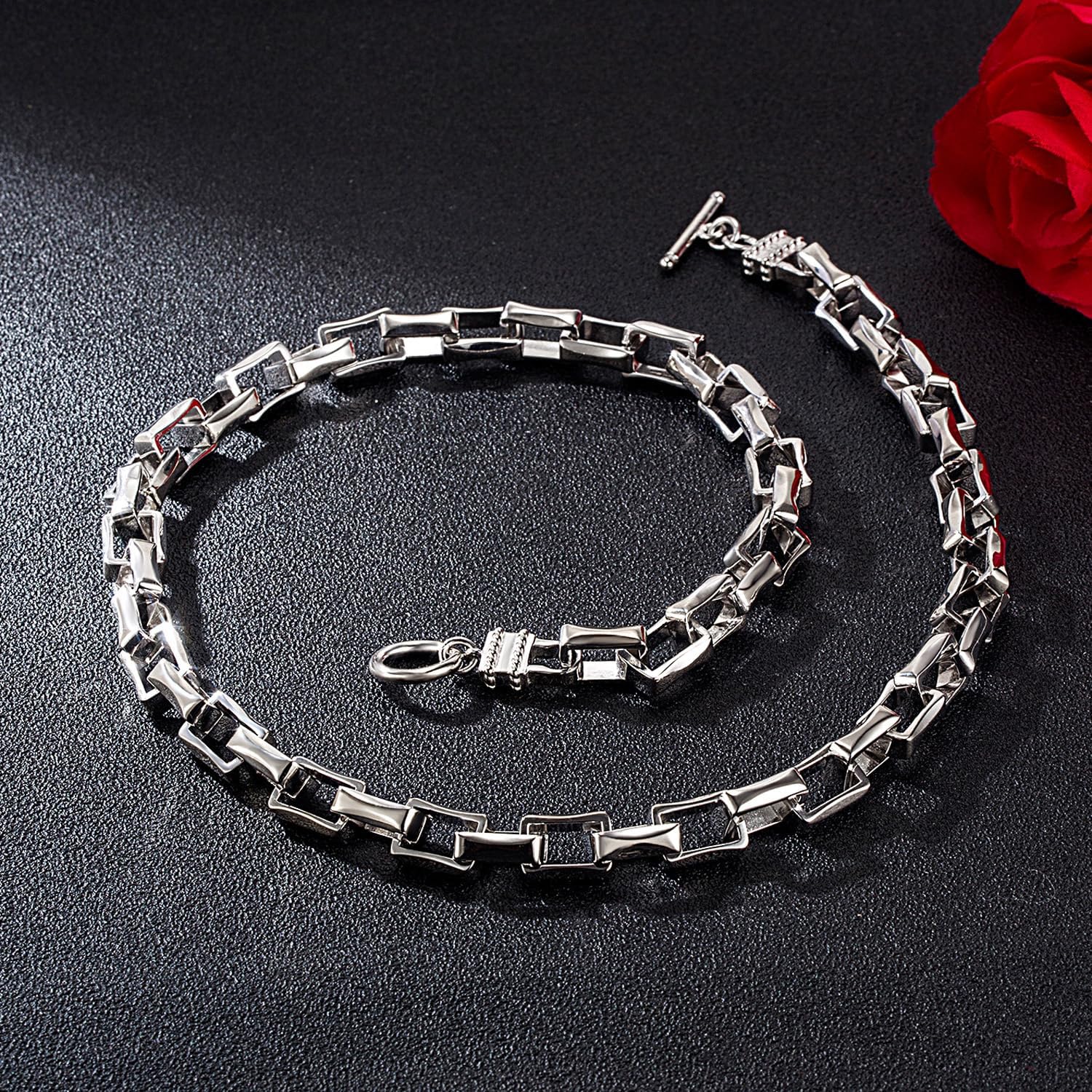 H&Beautimer Men 925 Sterling Silver Necklace Round Lock Box Chain 9MM/10MM TO Clasp Rolo Link Chain Women Cuban Link Chain 18 To 30 Inches Hip Hop Jewelry Gift - Image 8