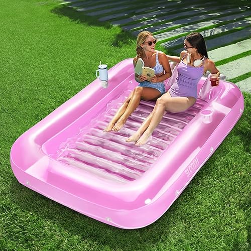SLOOSH Flotador Tumbona Inflable para Piscina de Bronceado, 85" x 57" Flotadores de Piscina Extra Grandes para Adultos con Almohada, Balsa Flotante