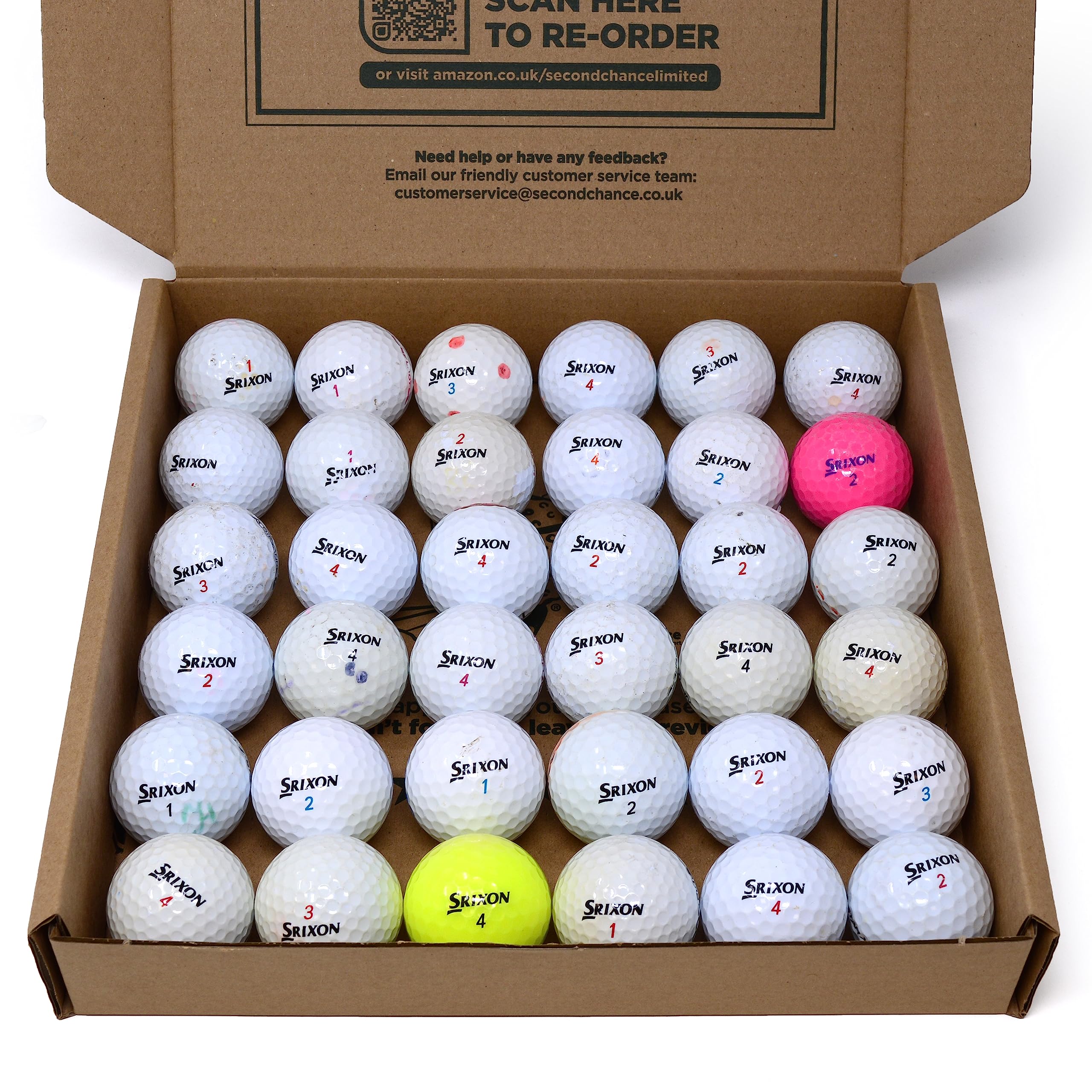 Second Chance Recycelte Lake Golfbälle, gebrauchte Golfbälle - Klasse B für Srixon Mix Golfbälle für Anfänger, Sozialrunden und Driving Range