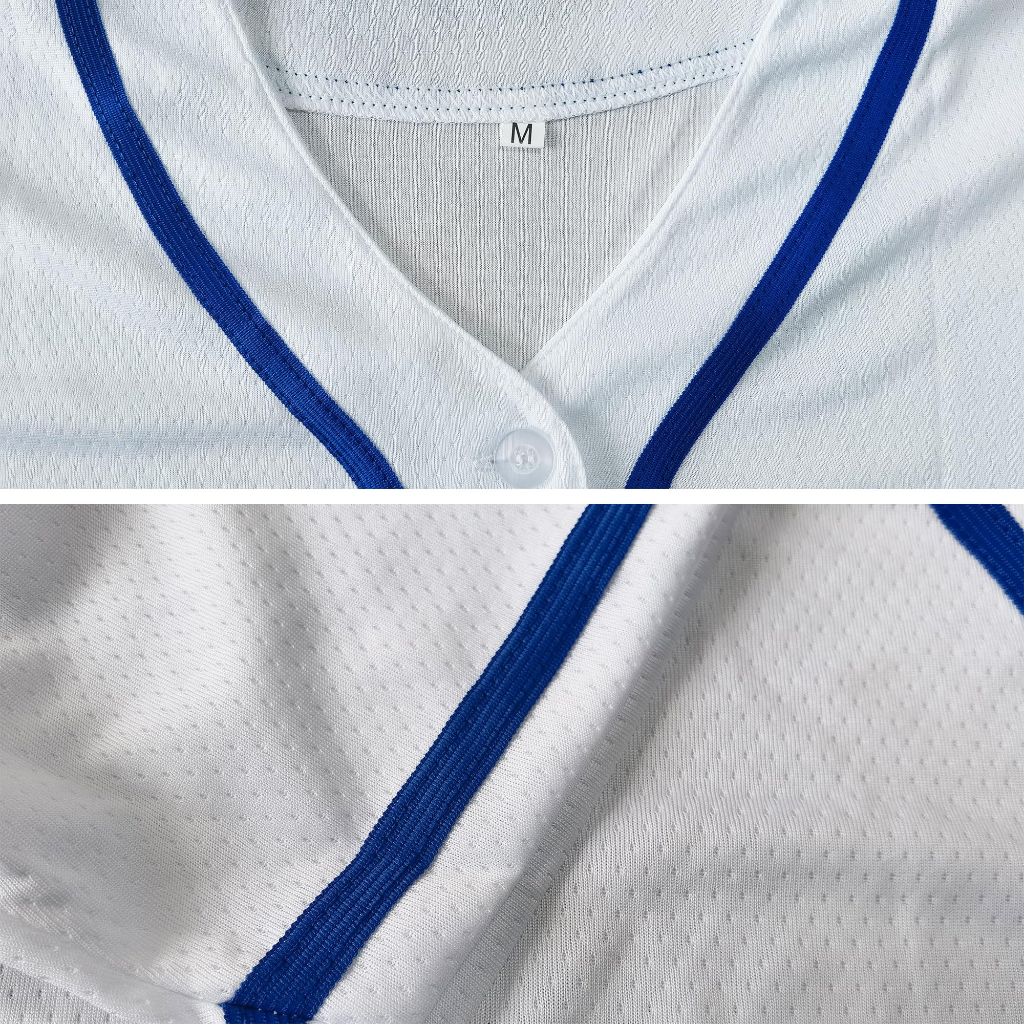 Women's Blank Cropped Baseball Jersey,Crop Top Short Sleeve V-Neck Hip Hop Hipster Tshirts Button Down Active Tee White S