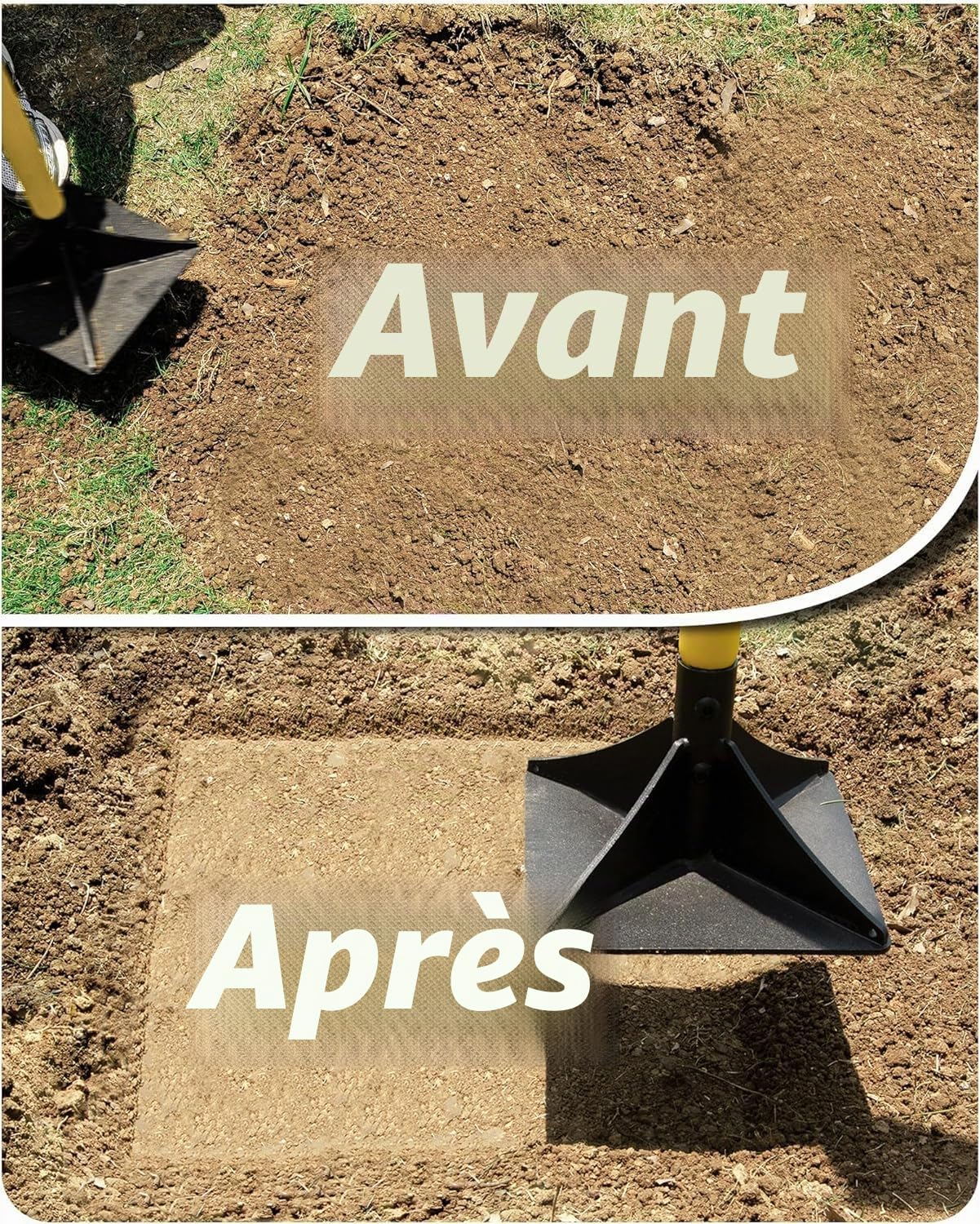 Tamper en Acier de 25 x 25 cm avec poignée de 112 cm, pour niveler la Terre, Le Gravier, Le Sable