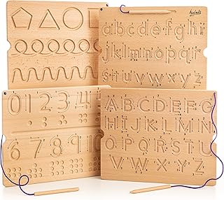 Hulats Learn to Write - Number & Letter Tracing Boards with Direction Arrows - Wooden Alphabet Learning Montessori Toys 4+ Year Old Toddler Writing Tools Beginner Preschool Classroom Must Haves