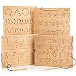 Hulats Learn to Write - Number & Letter Tracing Boards with Direction Arrows - Wooden Alphabet Learning Montessori Toys 4+ Year Old Toddler Writing Tools Beginner Preschool Classroom Must Haves
