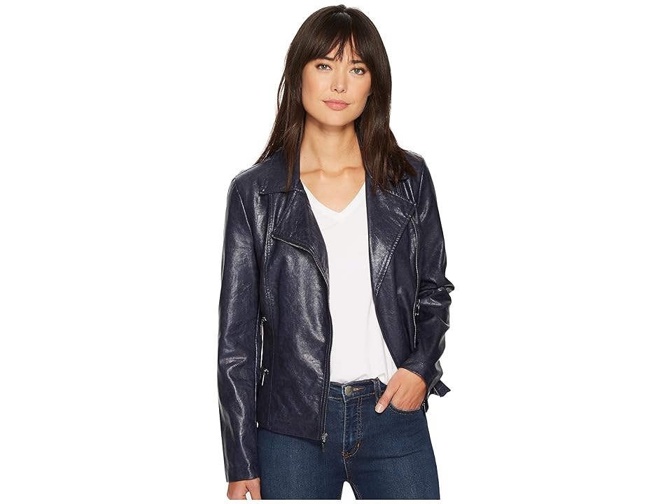 

Kenneth Cole New York PU Moto (Navy) Women's Coat