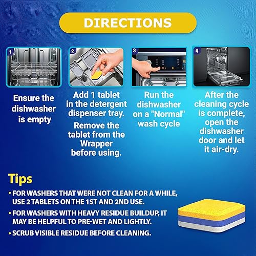 Miniatura 6 de Limpiador de lavavajillas Desodorizador Descalcificador Tabletas  28 pestañas  Suministro de 1 año  Cápsulas desinfectantes de limpieza profunda
