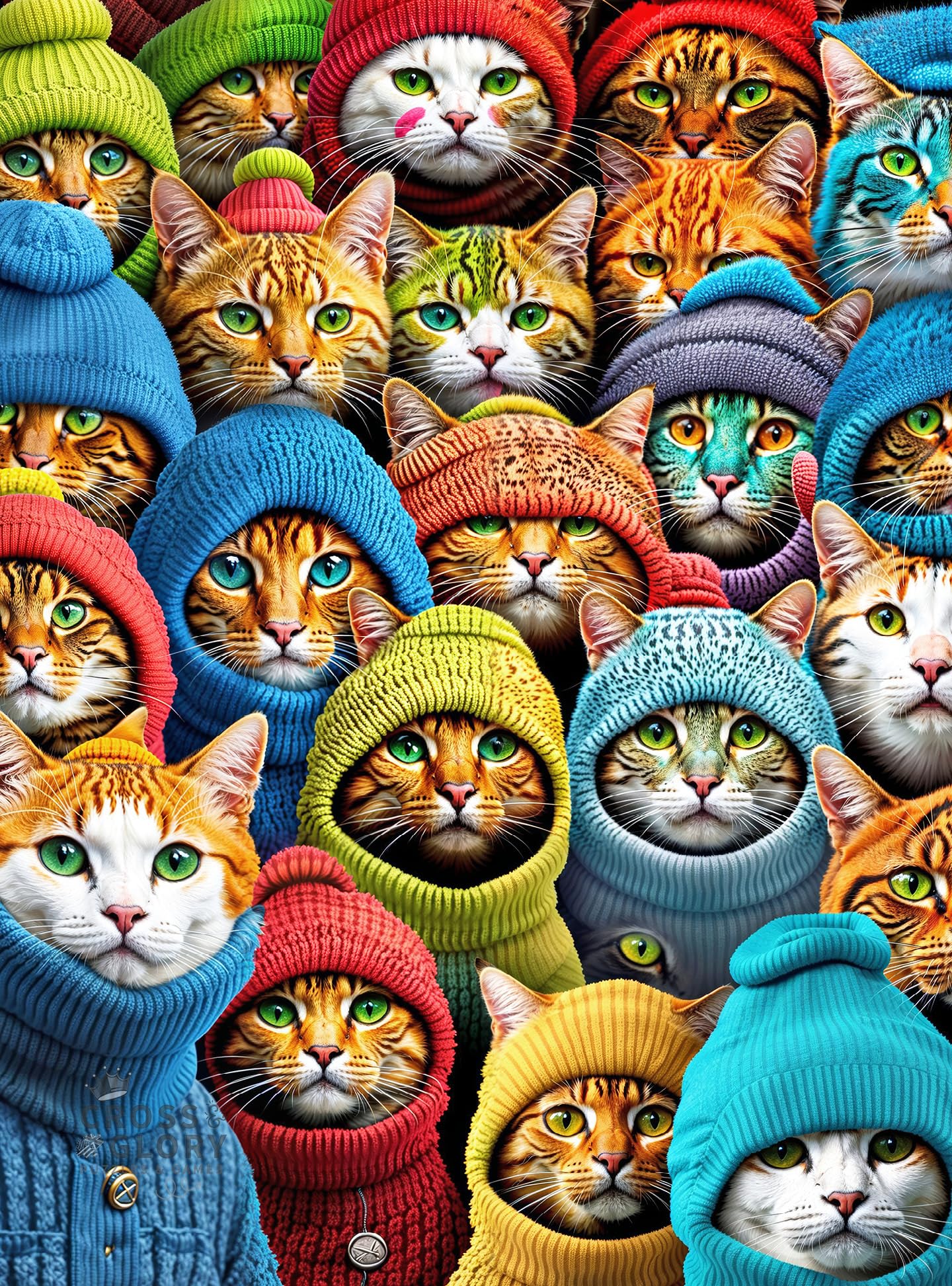 Cross & Glory | 1000 Piece Jigsaw Puzzles for Adults | Whiskered World: A Kitty Kaleidoscope | Cat Jigsaw Puzzle | Satin Finish 1000 Piece Puzzle for Adults Cats | Ages 14+