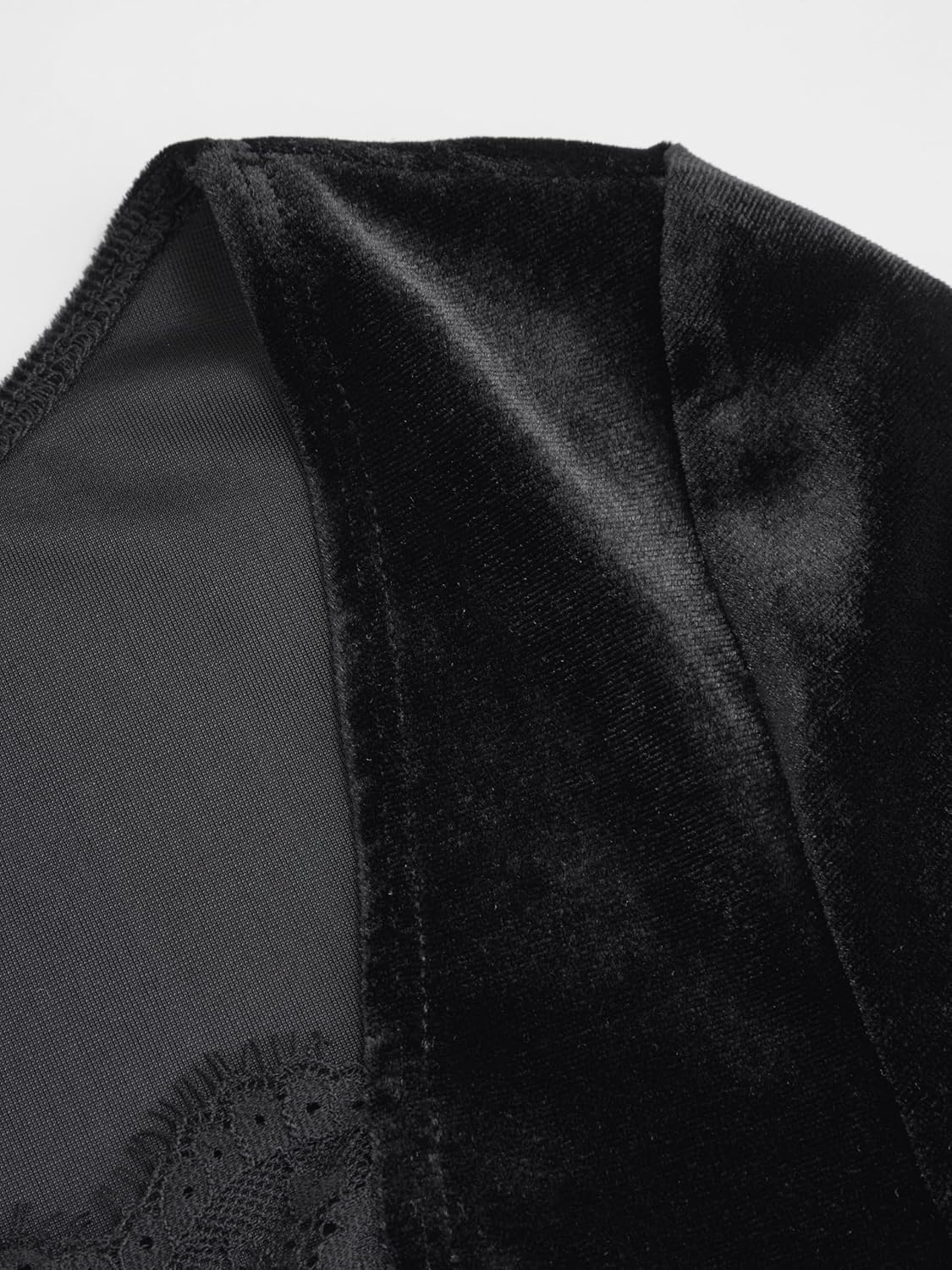 CIDER Womens Velvet Long Sleeve Mini Dress Lace Trim Elegant Party Dress - Image 3