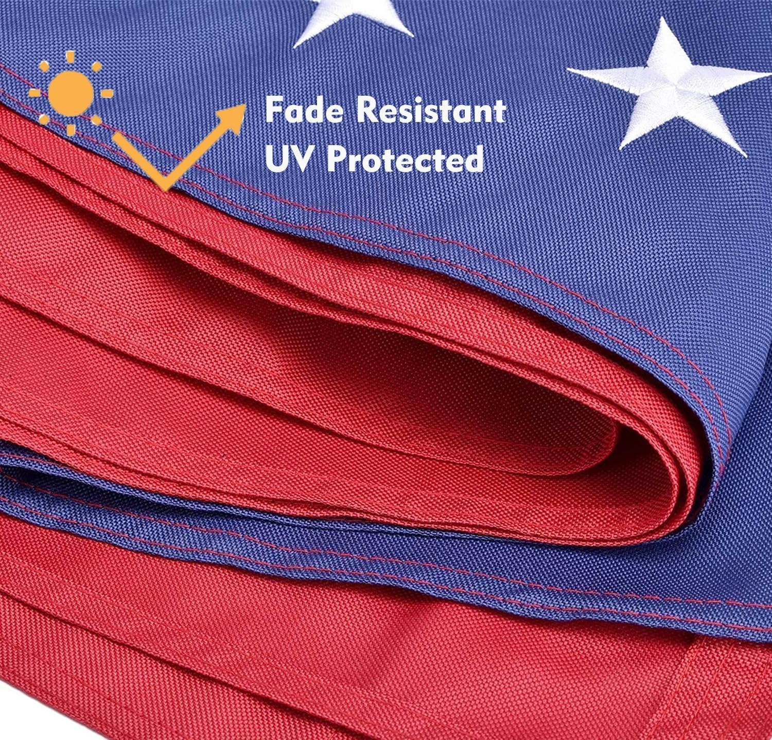 American Flag for Outside 4x6 FT, Deluxe Heavy Duty Spun Polyster, TearProof and Waterproof Super Tough Series, All Weather High Wind USA US Flag with Embroidered Stars, Sewn Stripes, Brass Grommets