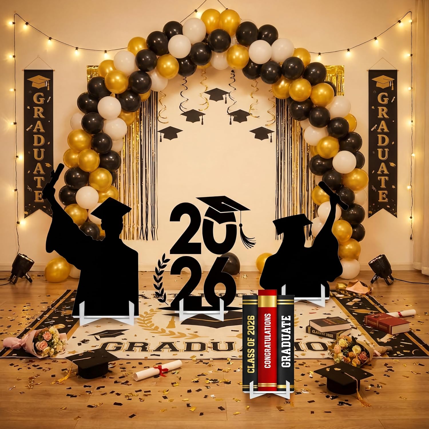 Honoson 4 Pcs Large 24" x 32" 2026 Graduation Cardboard Cutouts Decoration, Congrats Grad Party Yard Signs Decoration for Graduation Themed Party Supplies Lawn Classroom Yard Decor