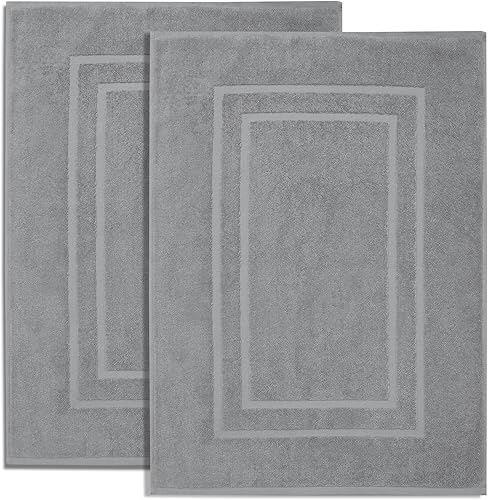 Miniatura 10 de Feather & Stitch - 2 alfombras de baño (21 x 30 pulgadas), 100% algodón, ultra suave, para ducha, dormitorio, sala de estar, cocina, absorbente de