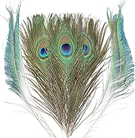Vista 13 de THARAHT 120 plumas de pavo real natural a granel de 10-12 pulgadas 9.8-11.8 in para manualidades, florero, boda, hogar, fiesta, Navidad, decoración