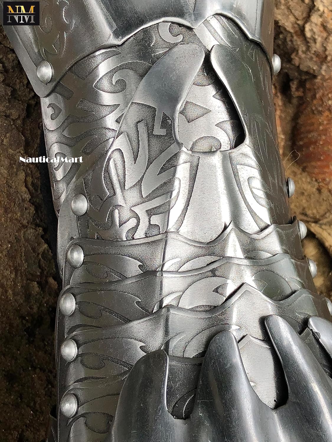 NauticalMart Medieval Nazgul Fantasy Gauntlets SCA Halloween Armor Gauntlets, Silver Handmade Medieval Fully Functional Armor Metal Gauntlets, Replica Steel Gauntlets for Men, Wearable for Adult