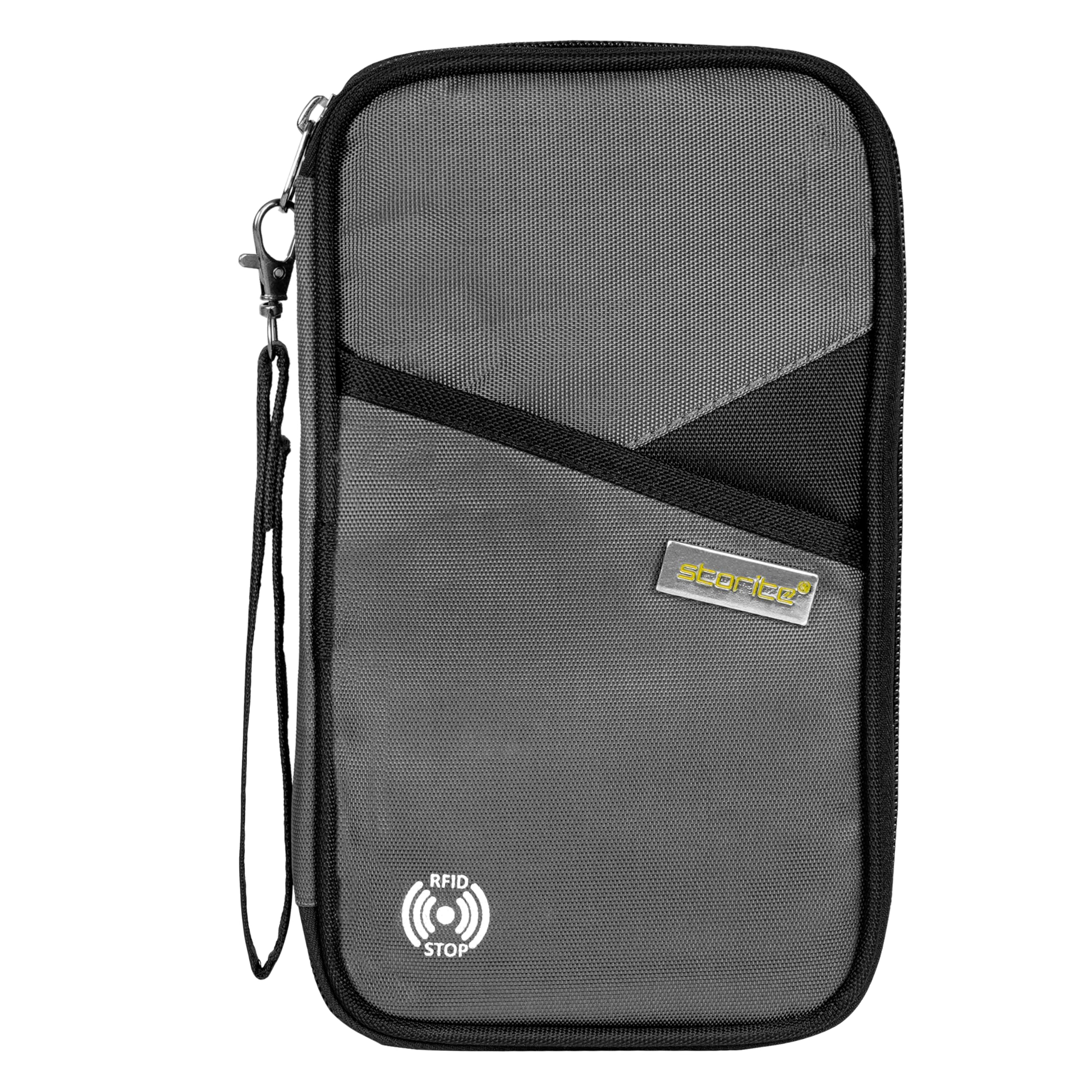 Storite RFID Family Passport Holder Wallet Document Organizer Travel Accessories for Credit Debit Card Boarding Pass with Removable Hand Strap for Men and Women (Light Grey - 13 x 3 x 23 CM)