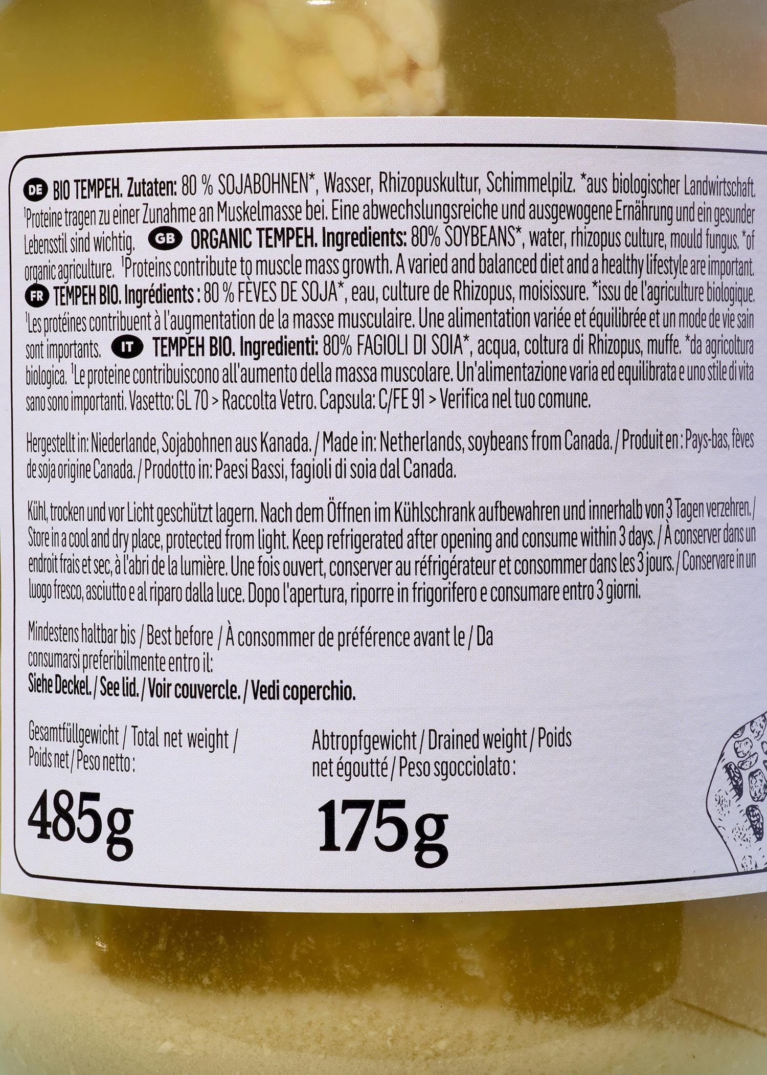 KoRo – Tempeh bio 6 x 175 g – Graines de soja fermentées – Riche en protéines – Substitut végan à la viande