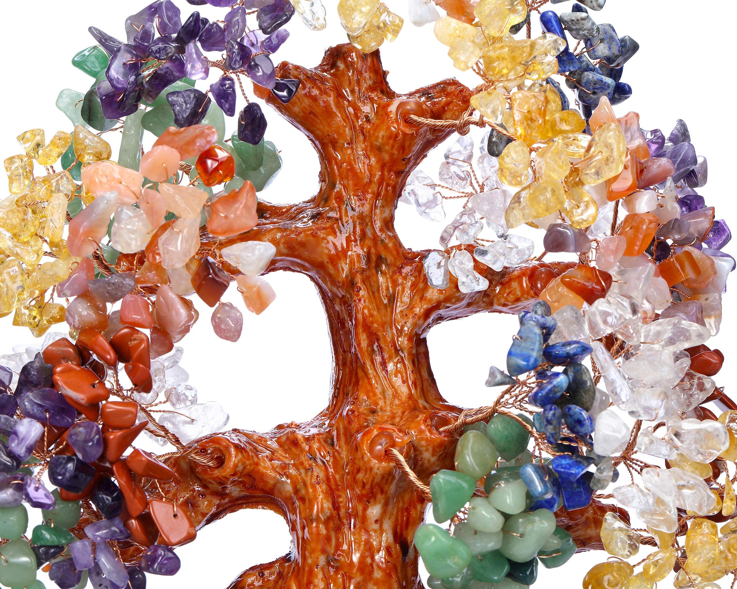 JSDDE Arbre Feng Shui Pierre Ornements de Base Ovale en Résine Grand Arbre de Vie en Cristal Décoration Jardin Maison Chakra Cadeau Fête des Mères