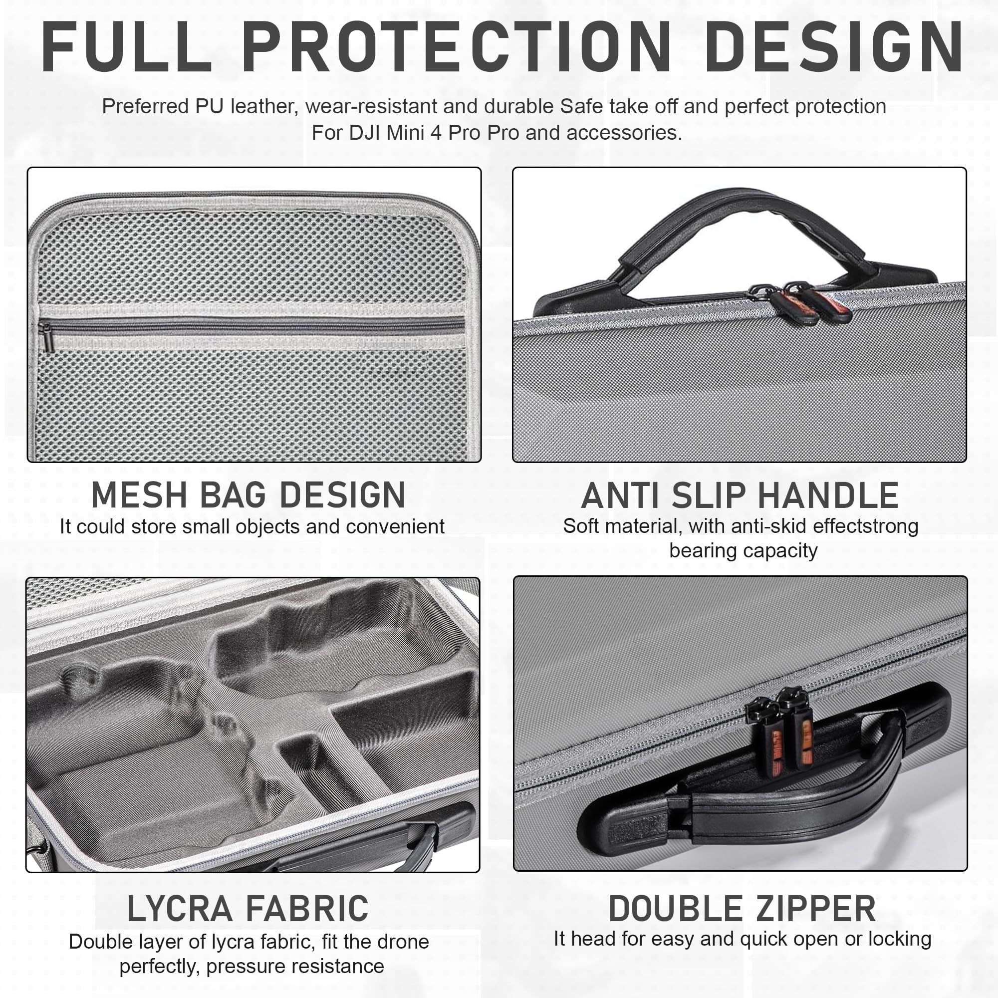 yantralay Carrying Case Compatibile for DJI Mini 4 Pro Fly More Combo - Hard Shell Bag with Shoulder Strap - Designed for RC2 Controller - Grey 2
