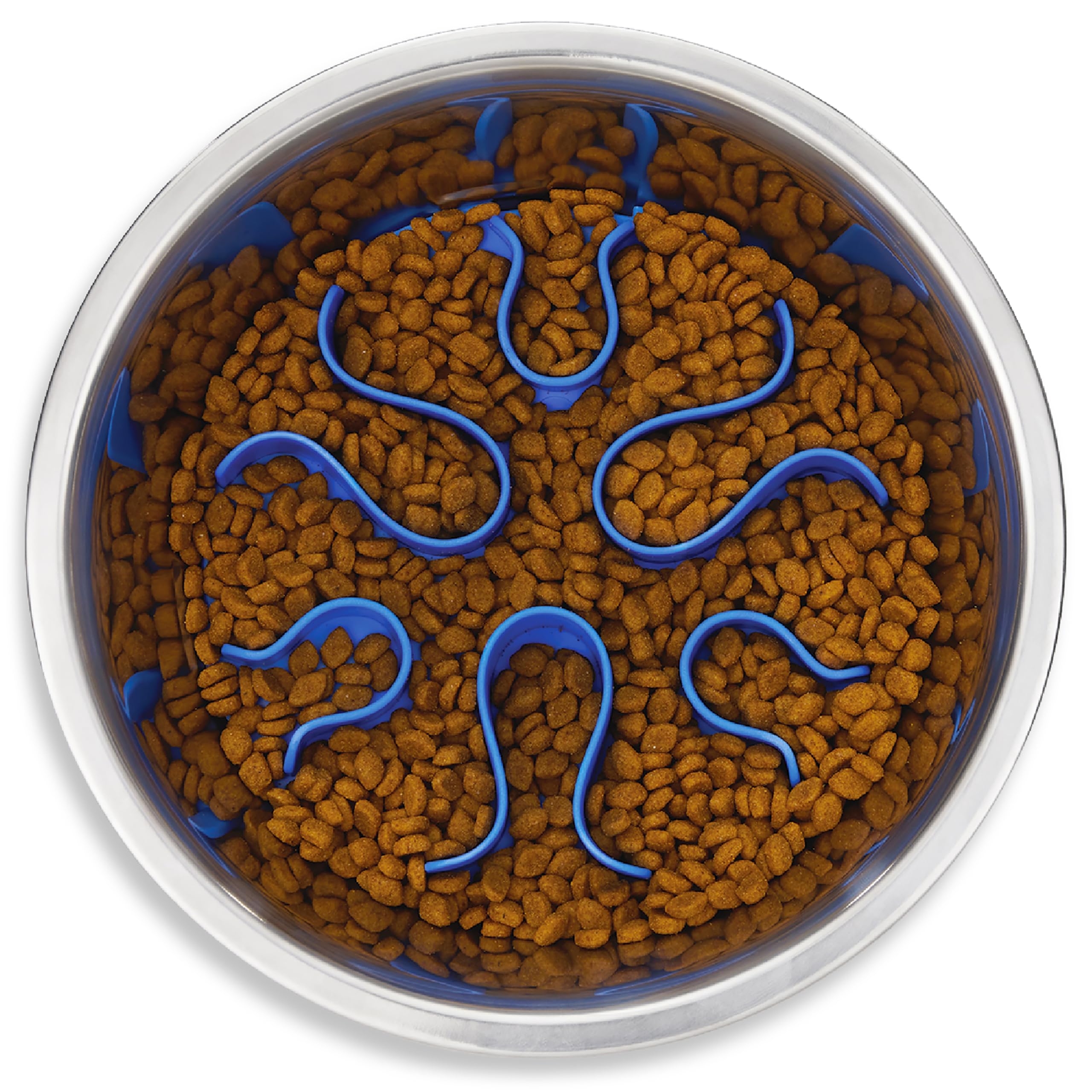 Outward Hound Fun Feeder Stainless-Steel Slo Bowl for Dogs – Medium 2‑Cup Capacity, Slow Feeding, Removable Puzzle Maze, Non-Slip, Fits Raised Feeding Platforms