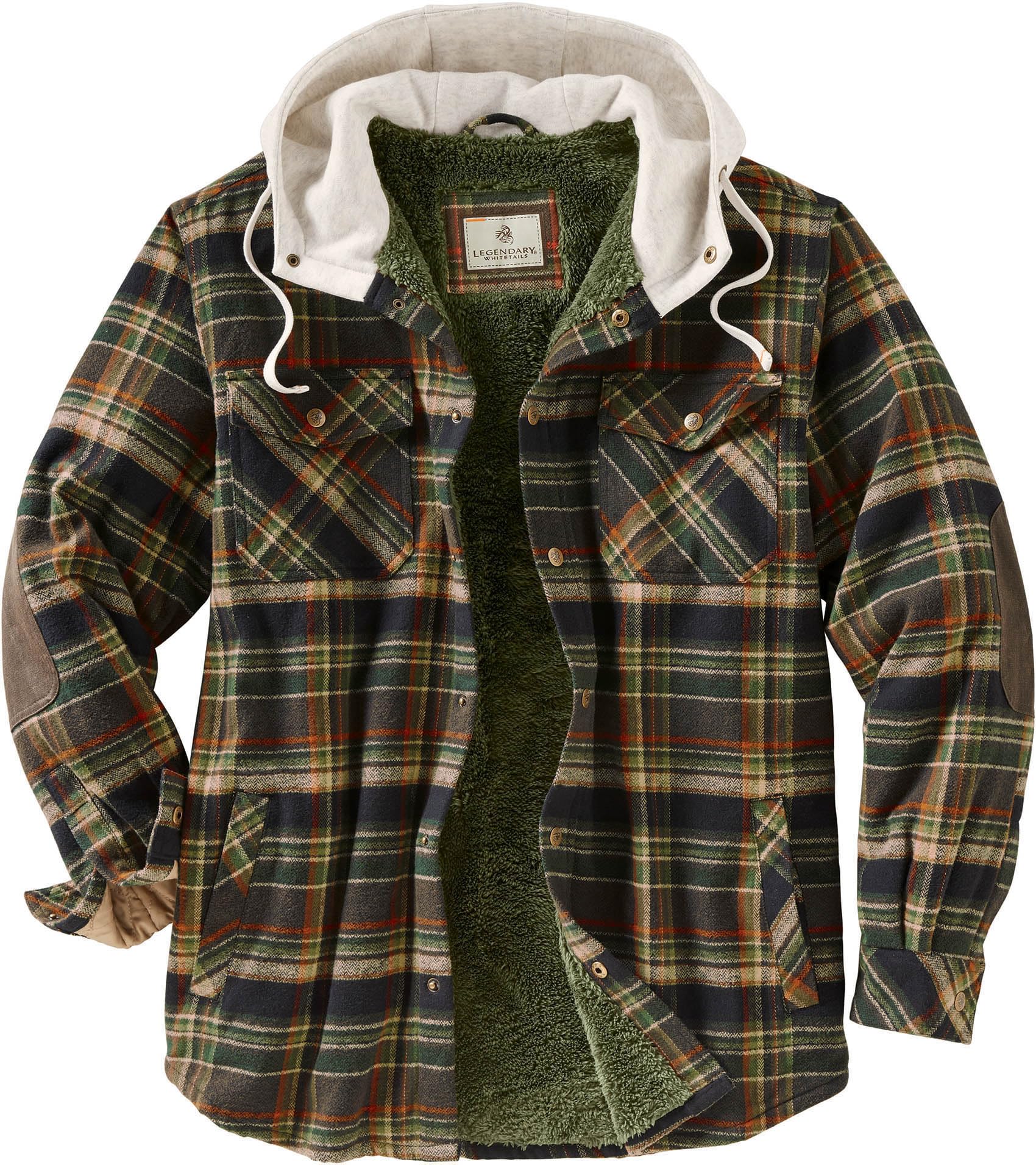 Legendary Whitetails Herren-Kapuzenhemd, kariert, aus Flanell, mit Berberfutter und Polyfill-Isolierung, S