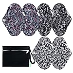 wegreeco Reusable Menstrual Pads - Reusable Sanitary Pads | Reusable Panty Liners | Soft Cloth Menstrual Pads - 6 Pack with 1 Cloth Mini Wet Bag (Large, Summer Flowers)