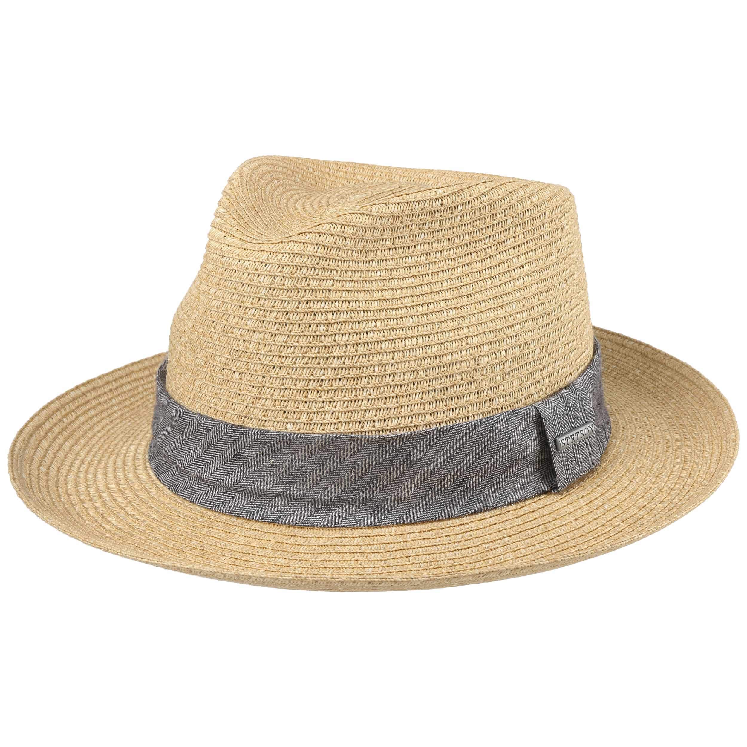Stetson Lintano Toyo Strohhut Fedora Ripsband Mehrfarbig Damen Herren Frühling Sommer