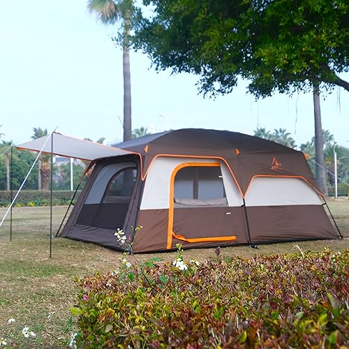 Miniatura 6 de KTT Extra Large Tent 6-10-12-14 Person(B),Family Cabin Tents,2 Rooms,3 Doors and 3 Windows with Mesh,Straight Wall,Waterproof,Double Layer,Big Tent
