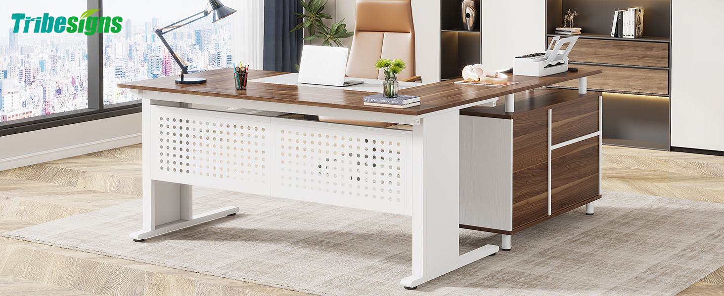 Amazon.com: Tribesigns 63 Inch Executive Desk with File Cabinet, L